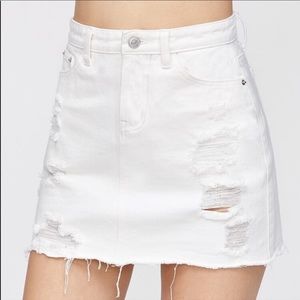 American Eagle White Distressed Stretch Jean Mini Skirt 2